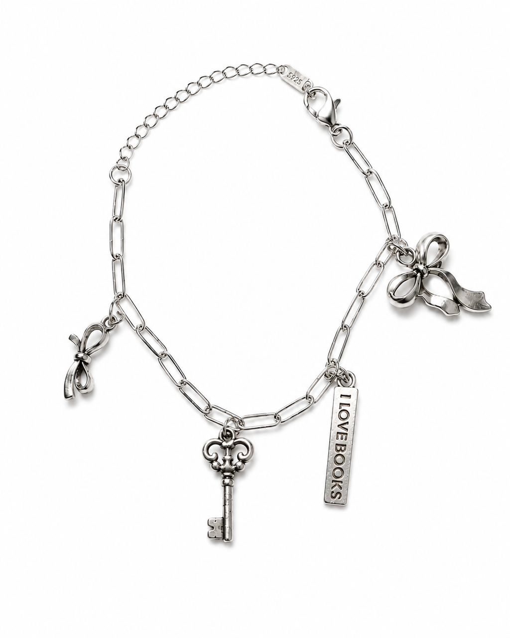 GGB Charm Bracelet - I Love Books & Bows