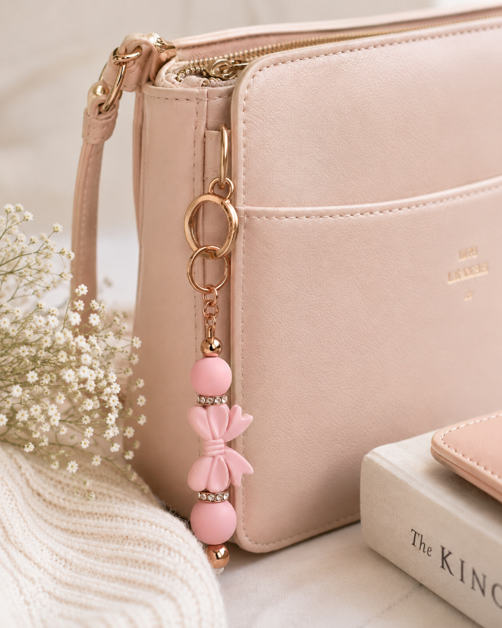 GGB Rose Gold Keychain - Silicone Bow Beads